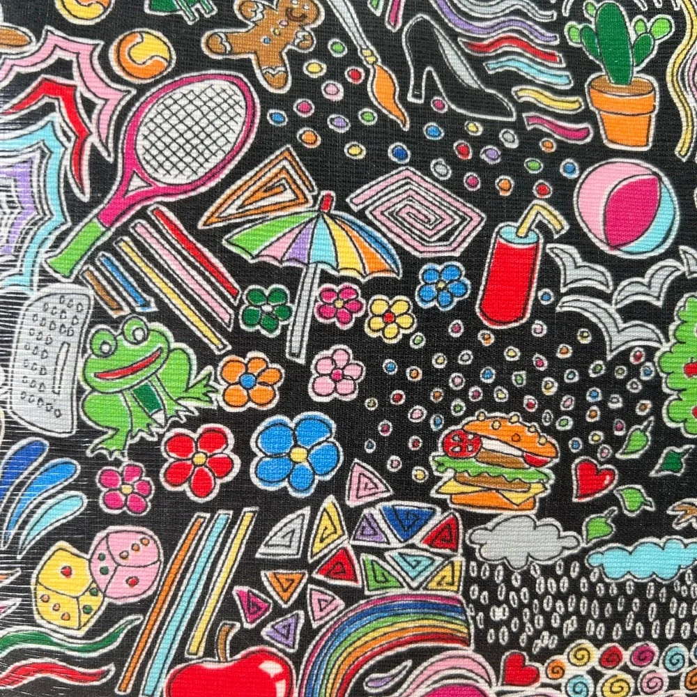 Vintage Dooney & Bourke shopper tote retired Whimsey Print Black key leash Rare - Picture 5 of 15